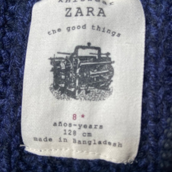 Boys Navy Two Tone Zara Sweater and H & M white plaid buttondown - Picture 3 of 9